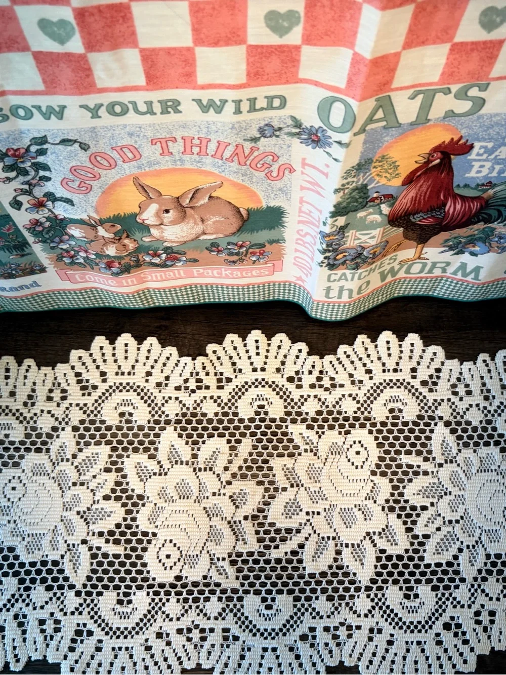 Vintage White Crochet Lace Table Runner Floral Scalloped Edge 32.5” x 14.5”